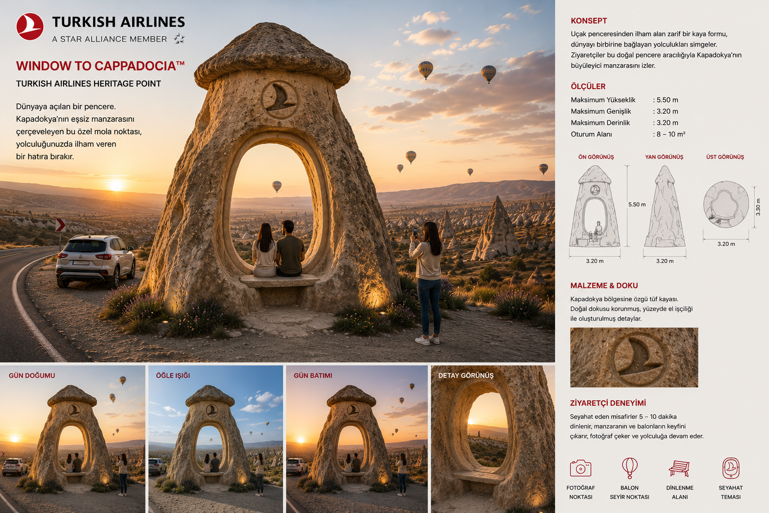 Window to Cappadocia™ konsept çalışmasının bütün görselleştirmesi.